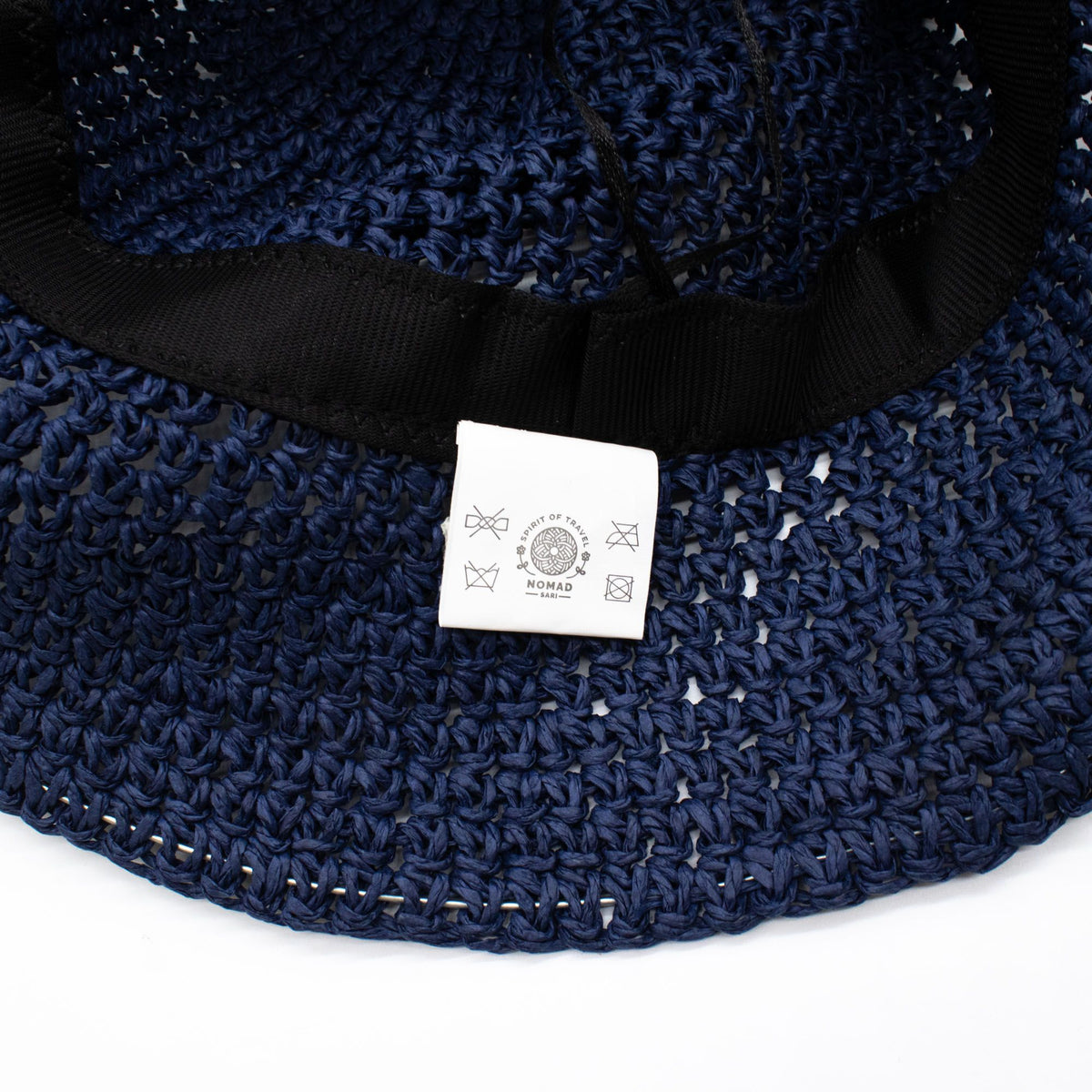 Navy Blue Floppy Straw Sun Hat