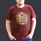 Hamsa Print Stonewashed Cotton T-Shirt – Maroon