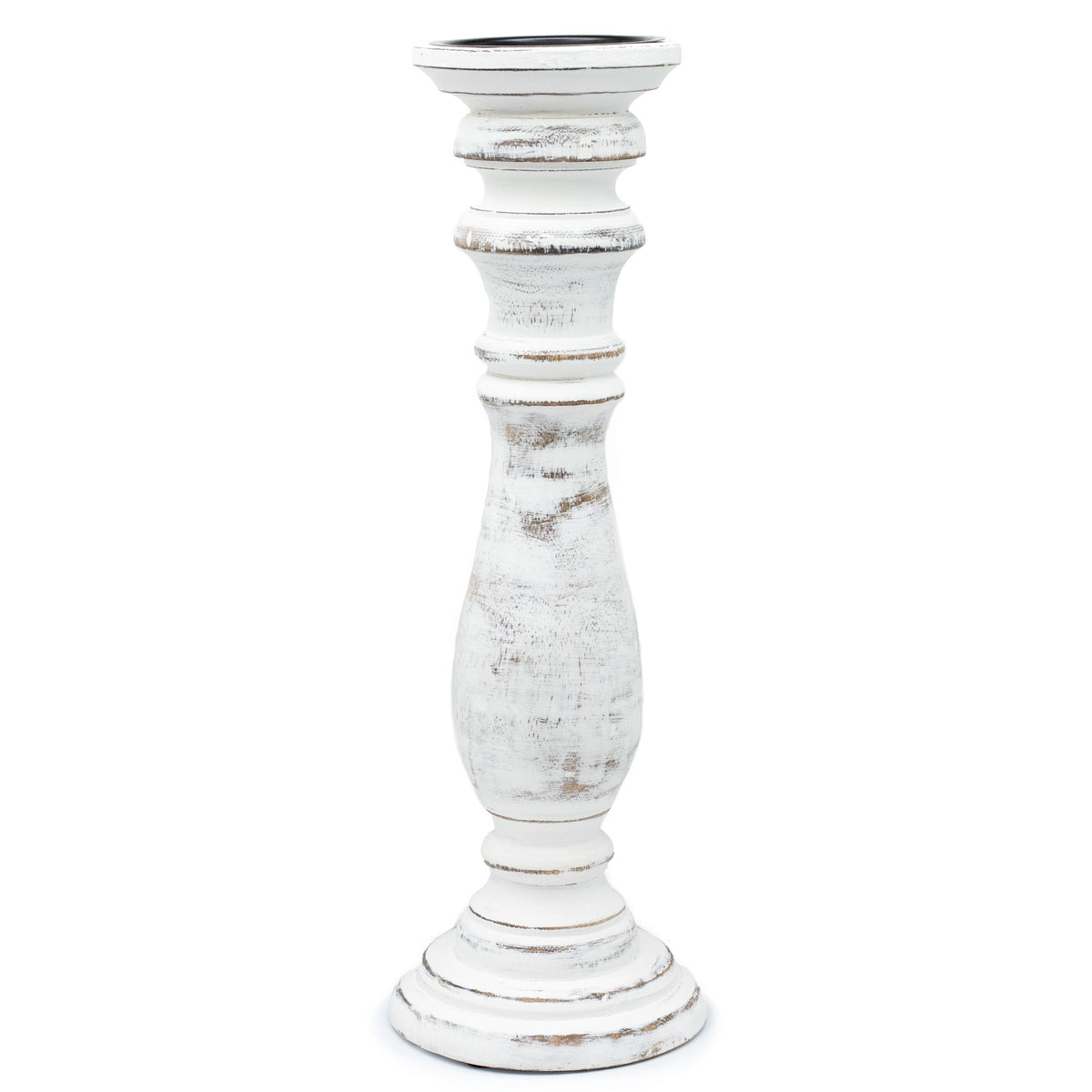 Whitewash Wooden Candle Holder – 37 × 10cm