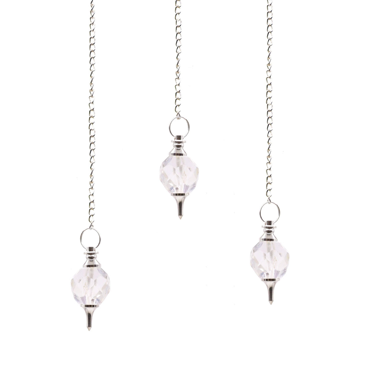 Rock Quartz Faceted Gemstone Pendulum