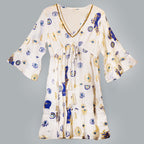 White Blue and Gold Evil Eye Design Dress