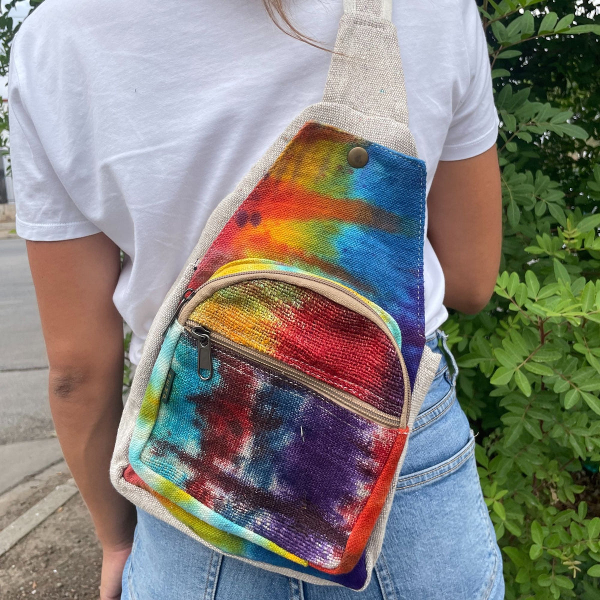 Tie-Dye Hemp Sling Shoulder Bag