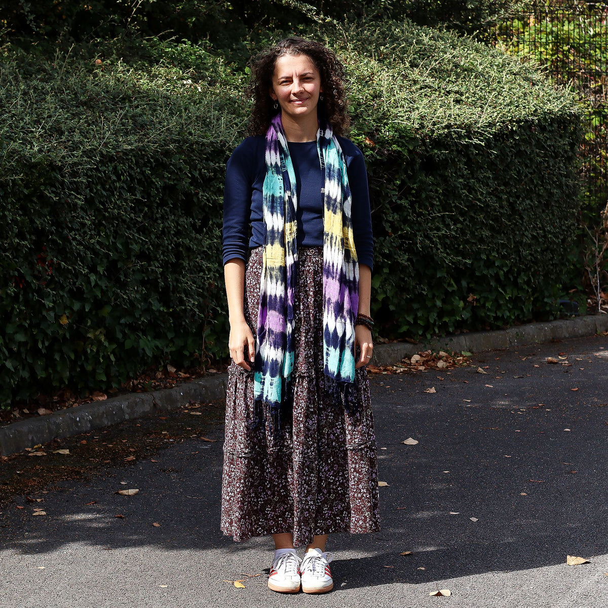 Multicoloured Striped Boho Scarf – 62 × 200cm