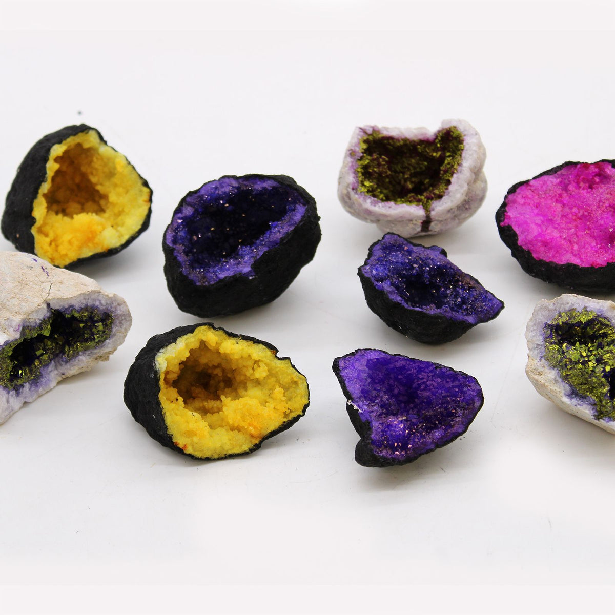 Black Rock Yellow Calcite Geodes