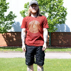Mandala Stonewashed Cotton T-Shirt – Maroon, Large