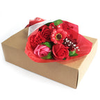Boxed Red Soap Flower Bouquet in Presentation Box