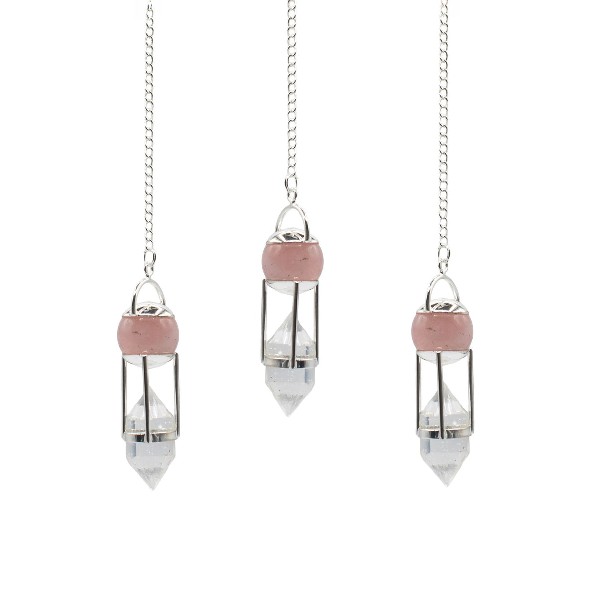 Rose Quartz and Clear Quartz Double Pendulum