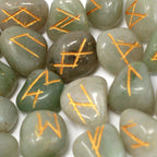 Green Aventurine Rune Stone Set with Pouch
