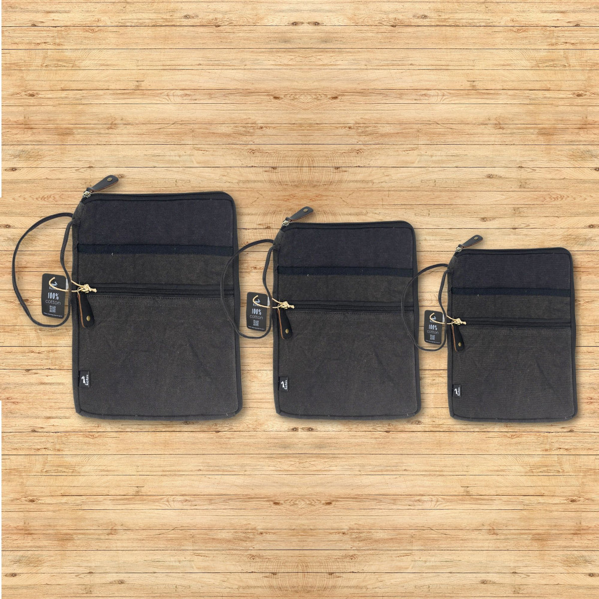 Charcoal Stonewash Tablet Pouch – 21 × 29cm