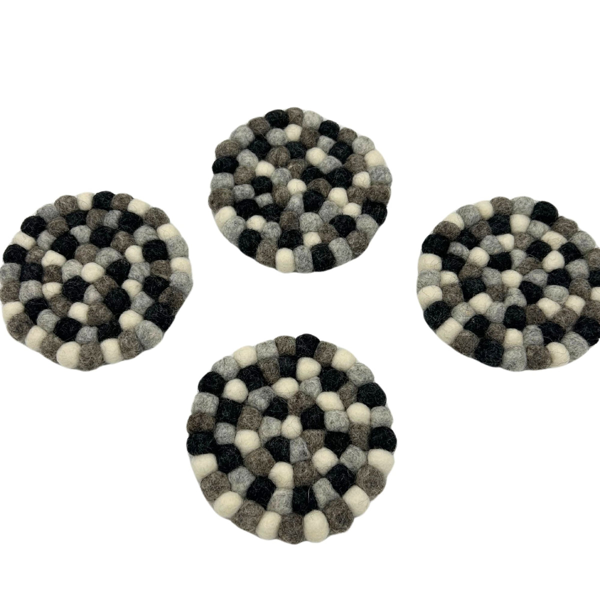 Round Felt Ball Coasters in Mixed Grey – 10cm