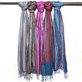 Indian Boho Scarf – Random Blue Tones, 50 × 180cm