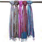 Indian Boho Scarf – Random Blue Tones, 50 × 180cm