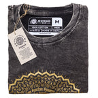 Mandala Stonewashed Cotton T-Shirt – Dark Grey, Medium