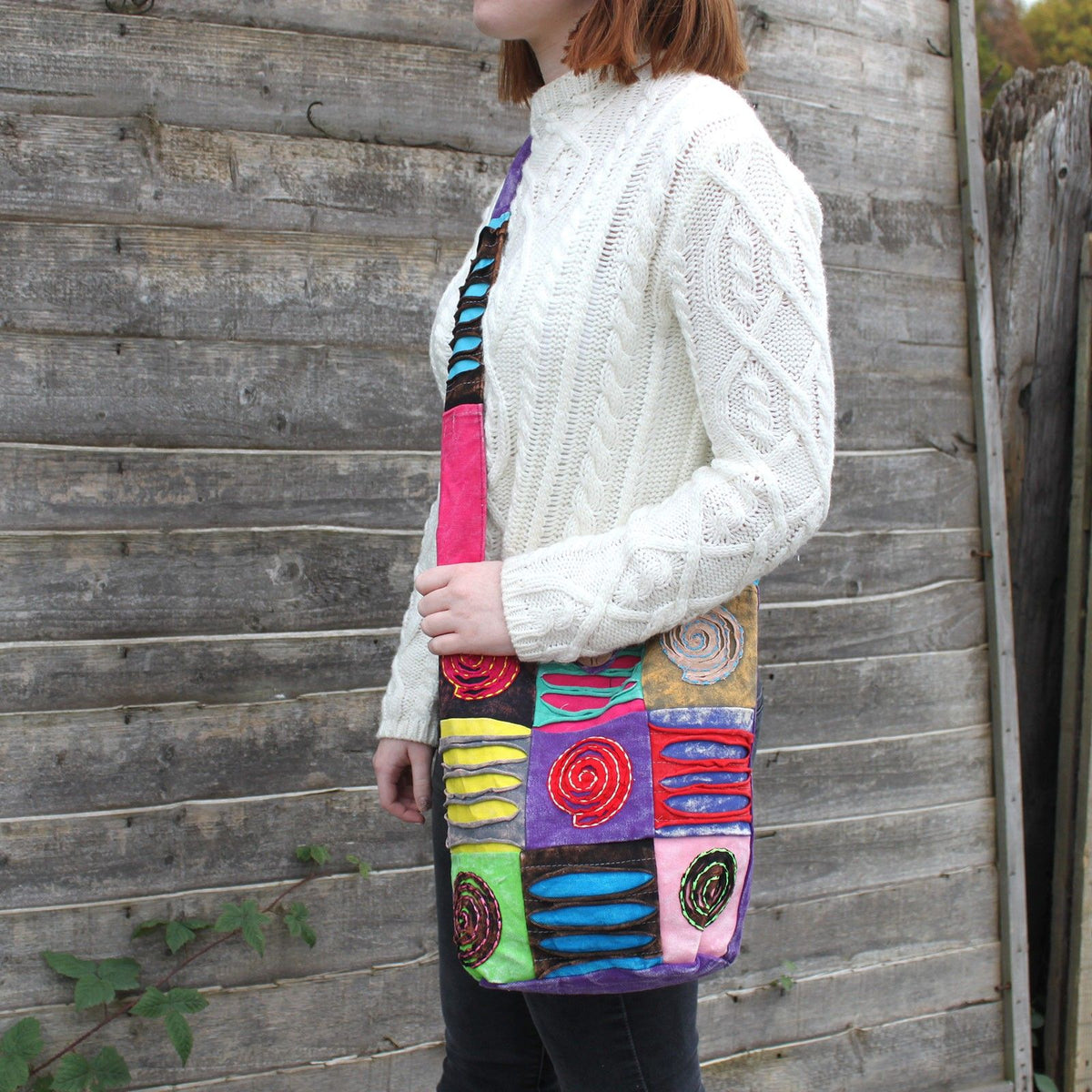 Purple Spiral Ethnic Sling Bag
