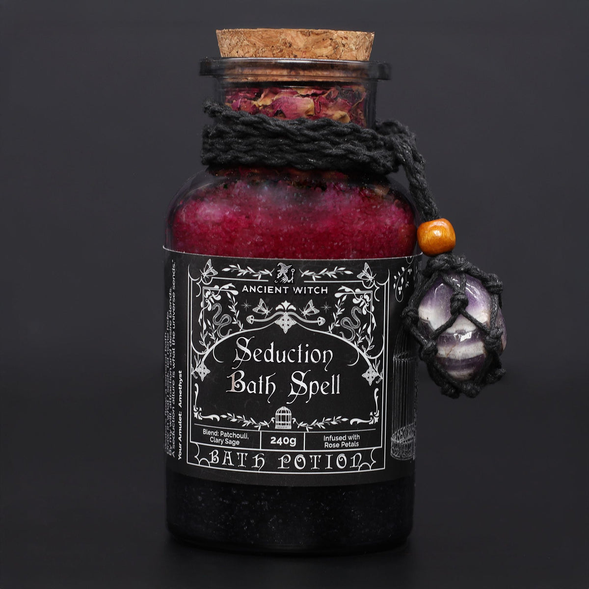 Amethyst Crystal Bath Spell Potion with Amulet
