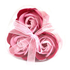 Pink Rose Soap Flowers in Heart Box – Set of 3