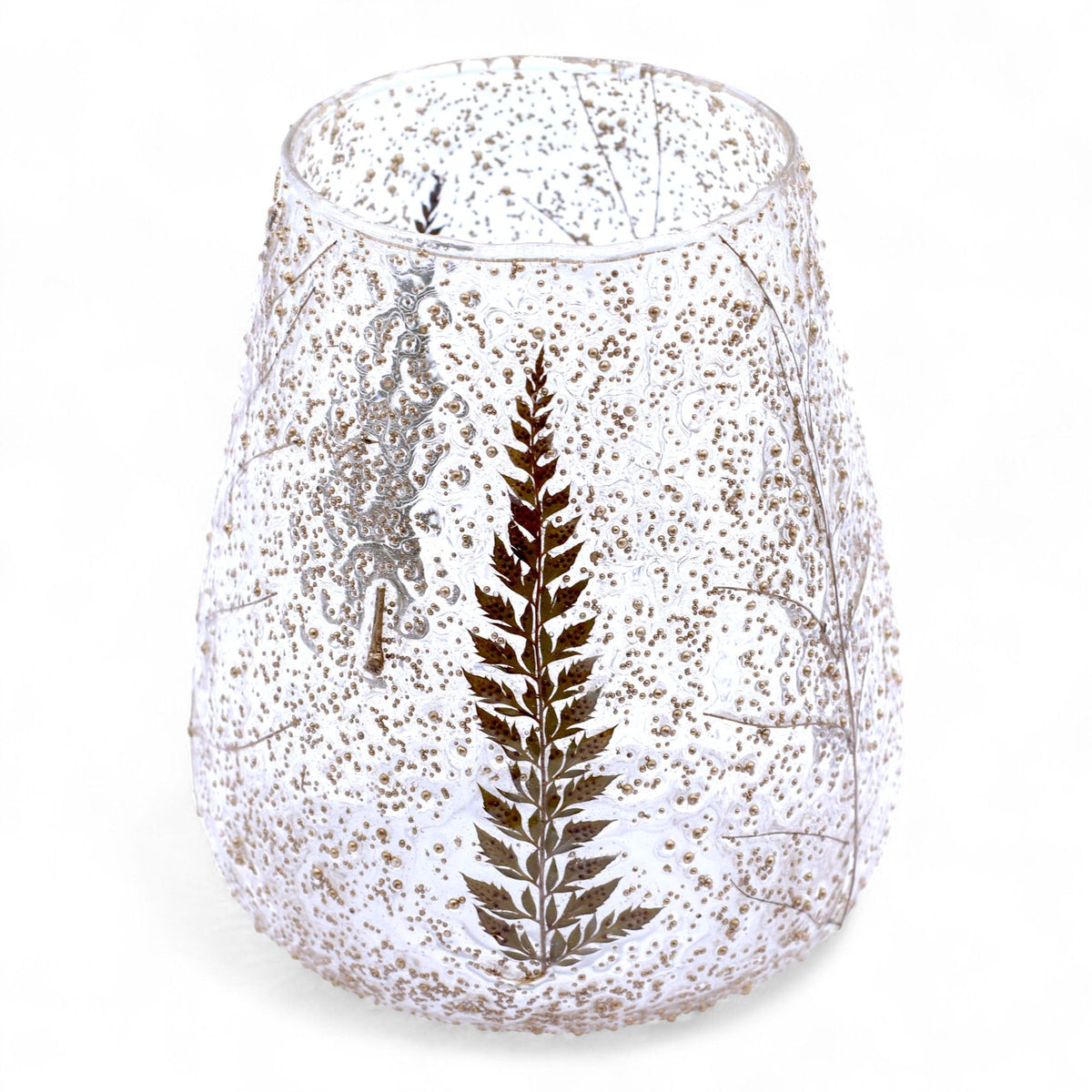 Floral Glass Bowl Candle Holder – 15 × 12cm
