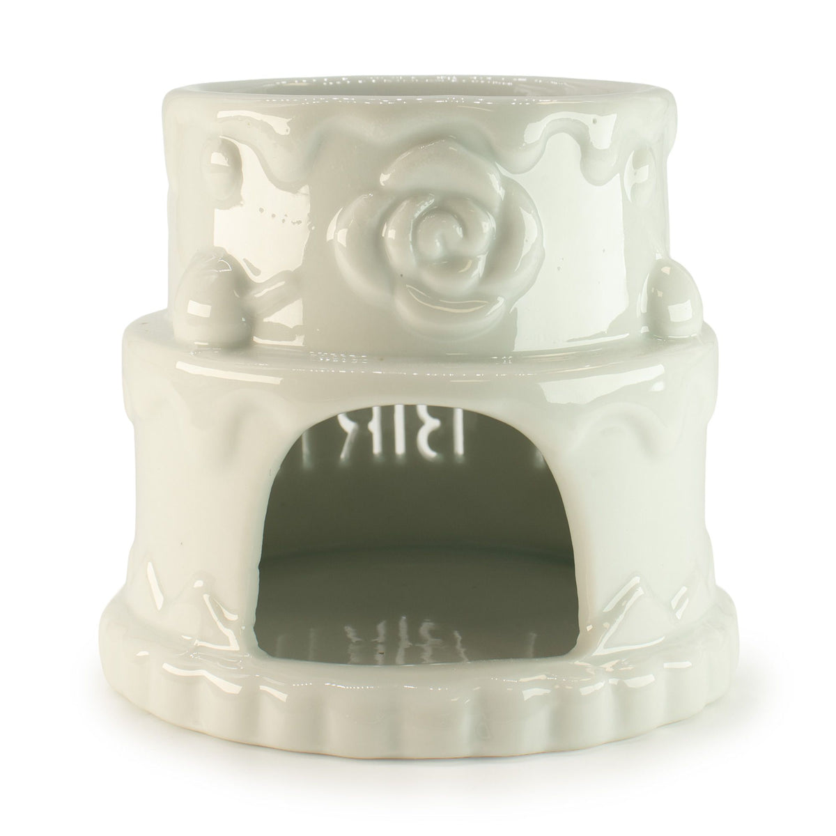 White Ceramic Happy Birthday Cake Oil Burner