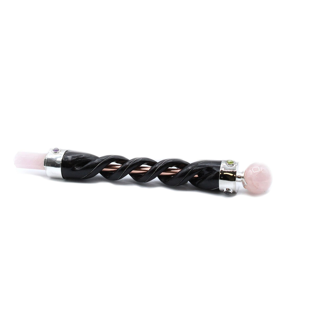 Copper Spiral Rose Quartz Crystal Wand