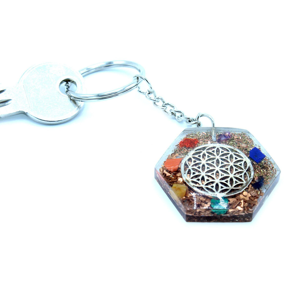 Orgonite Flower of Life Octagon Keyring