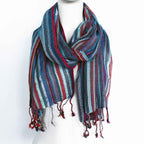 Indian Boho Scarf – Random Blue Tones, 50 × 180cm