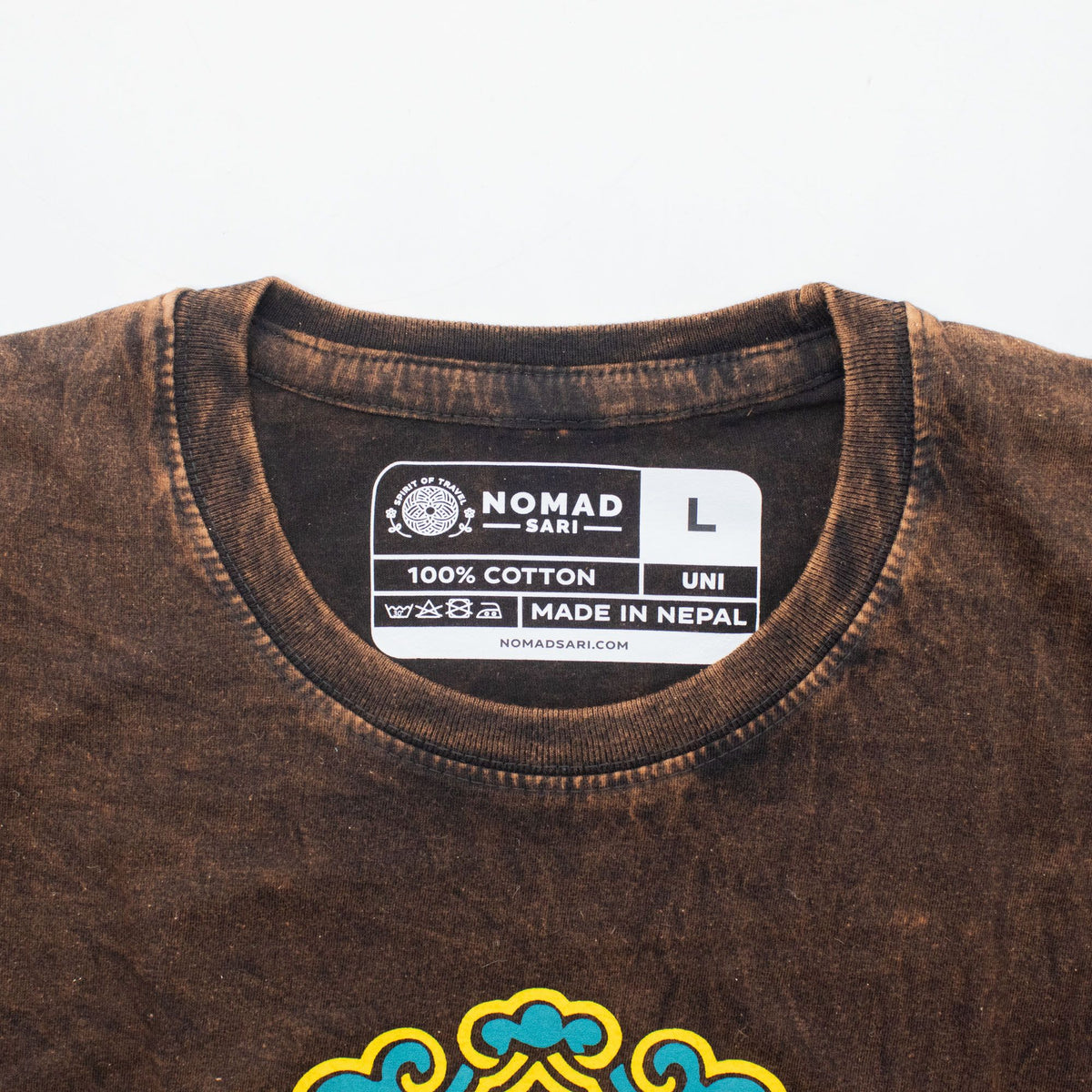 Sun Zodiac Stonewashed Cotton T-Shirt – Brown Large