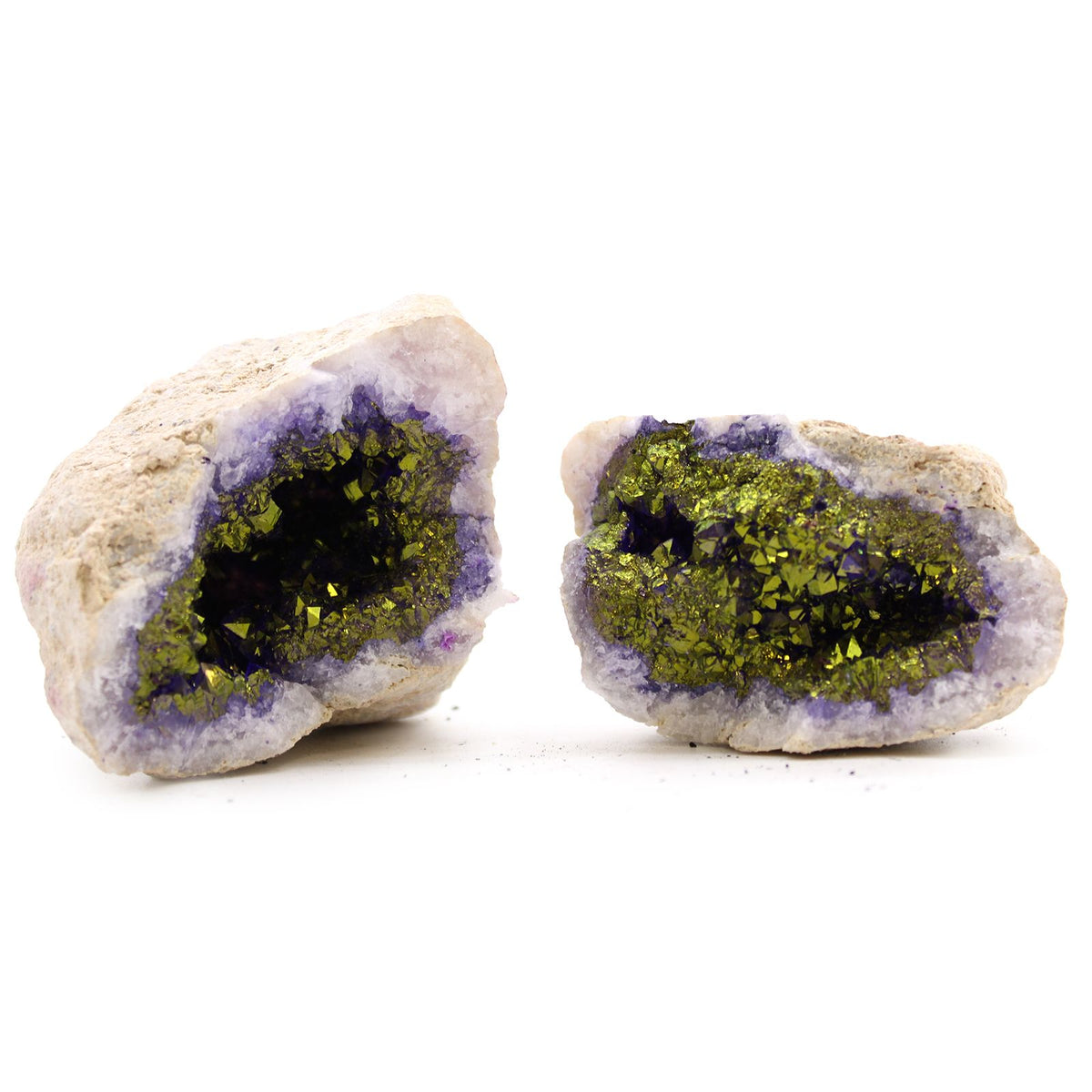 Purple and Gold Coloured Calcite Geode