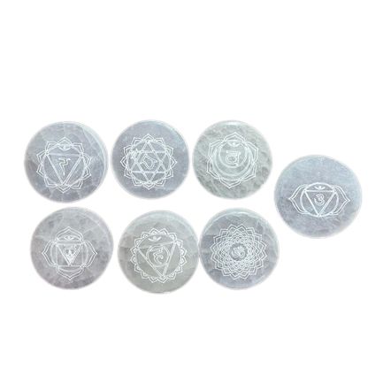 Set of 7 Chakra Selenite Charging Plates