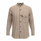 Brown and Beige Sari Grandad Shirt – Large