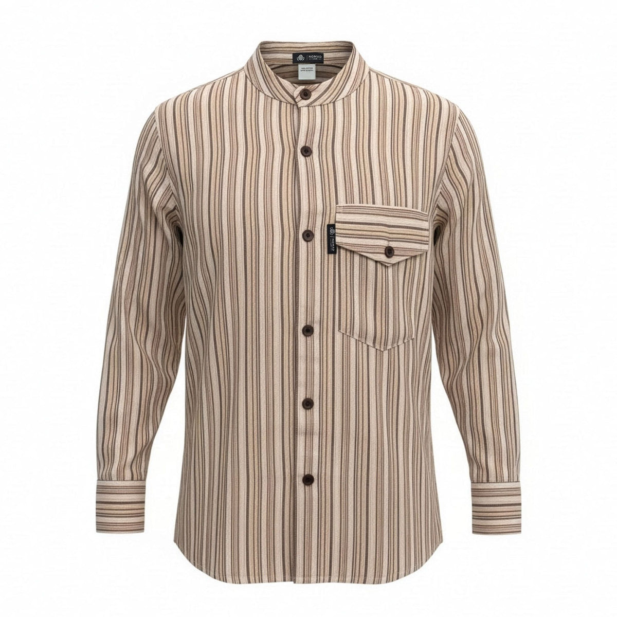 Brown and Beige Sari Grandad Shirt – Large