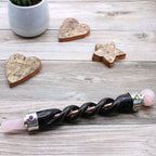 Copper Spiral Rose Quartz Crystal Wand