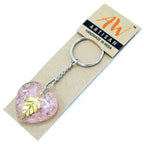 Orgonite Rose Quartz Hearts Golden Leaf Keyring