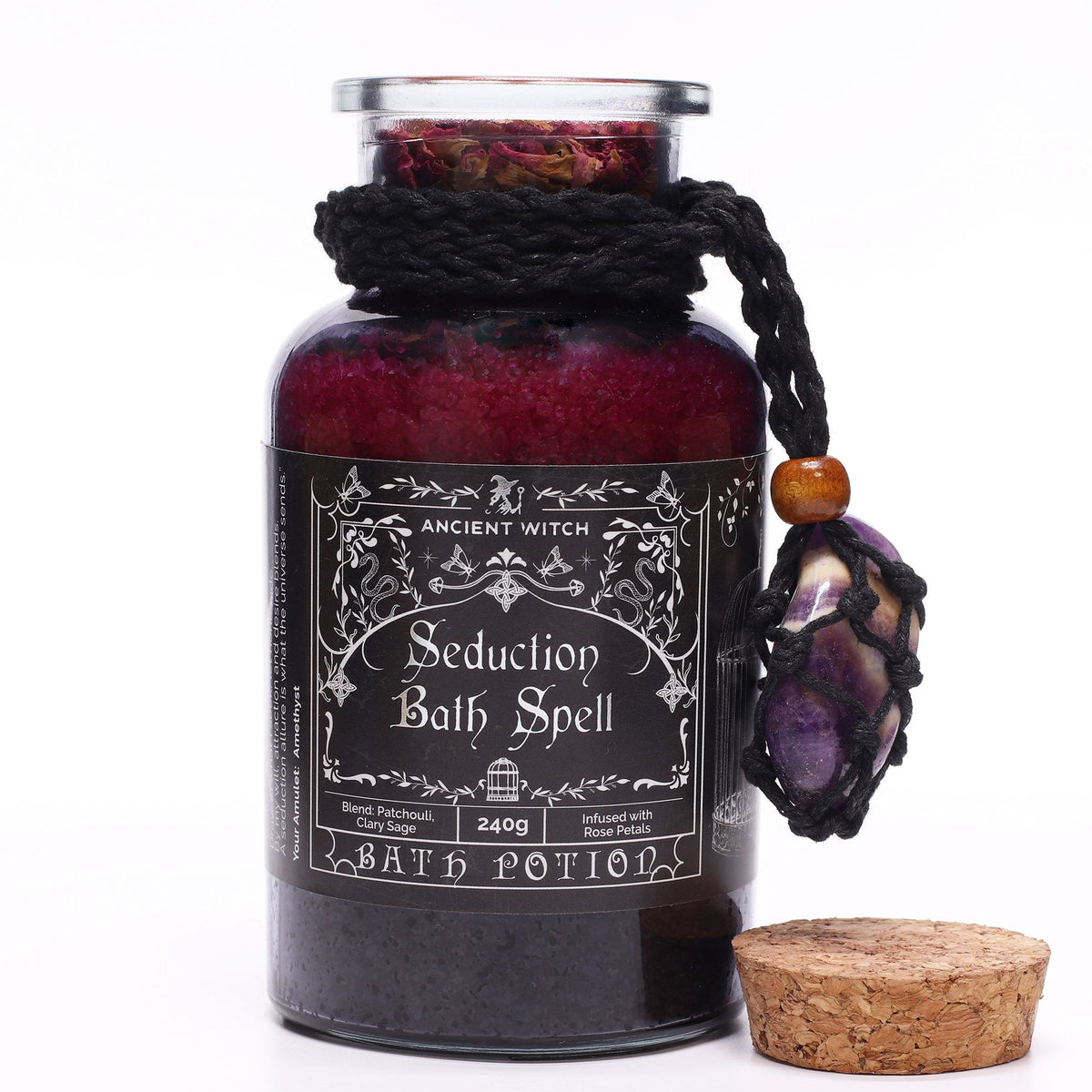 Amethyst Crystal Bath Spell Potion with Amulet
