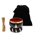 Buddha Tibetan Singing Bowl Set – Black and Orange