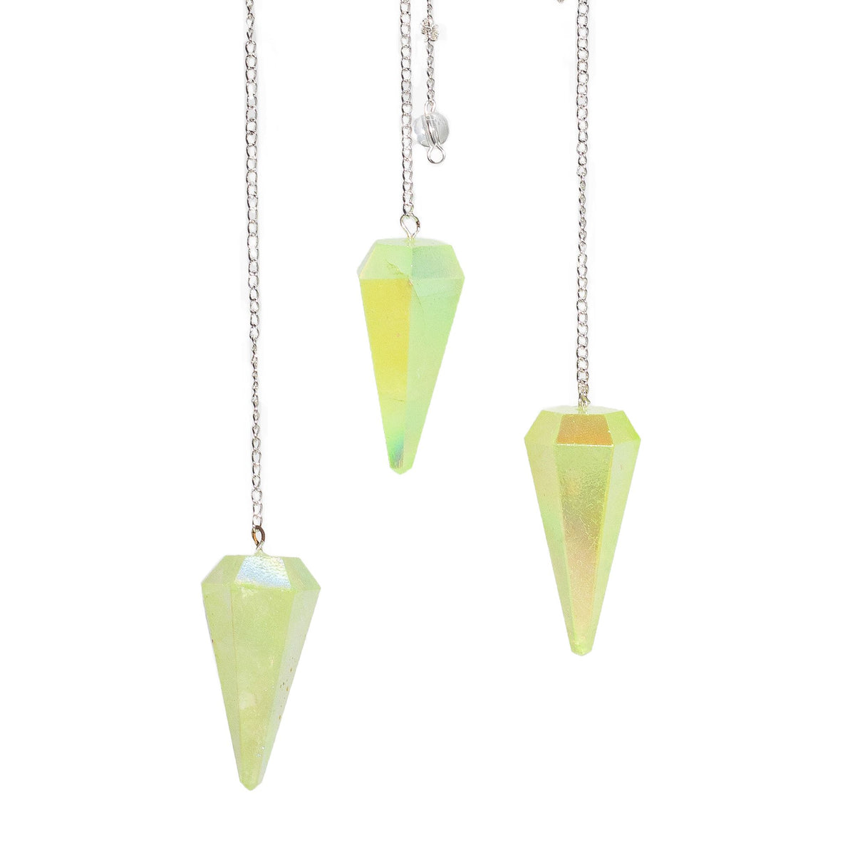 Pale Green Aurora Crystal Six-Sided Pendulum – 4cm