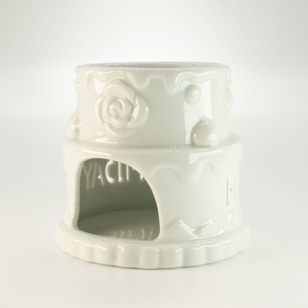 White Ceramic Happy Birthday Cake Oil Burner