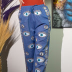 Rich Blue and Gold Evil Eye Lounge Pants
