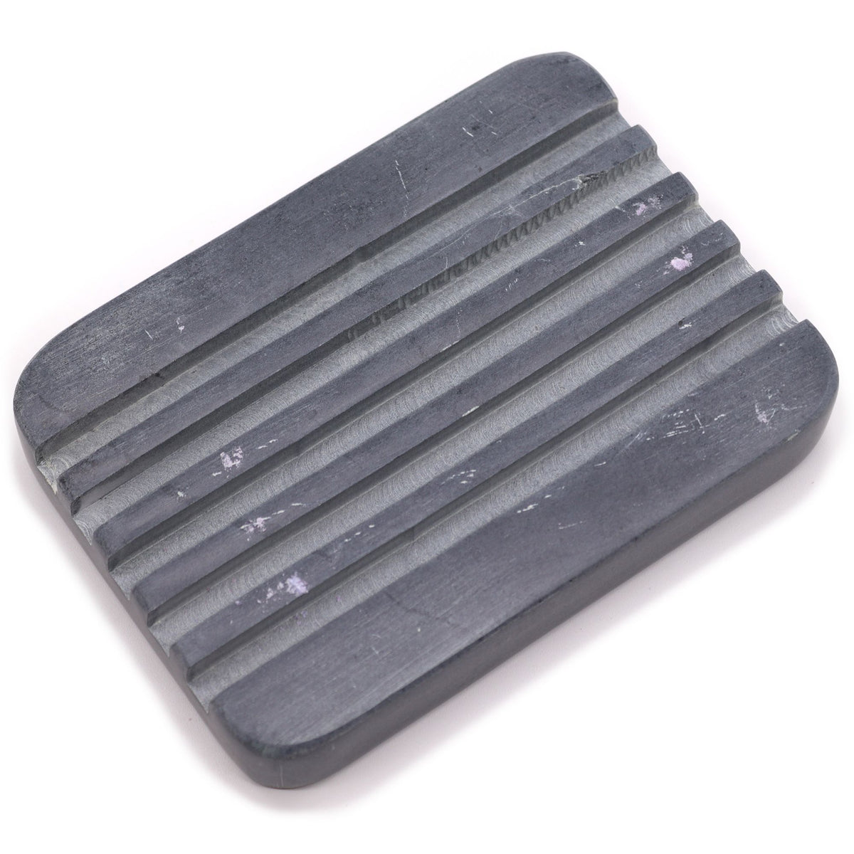Grey Soapstone Soap Dish with Heavy Ridges – 12 × 8.5cm