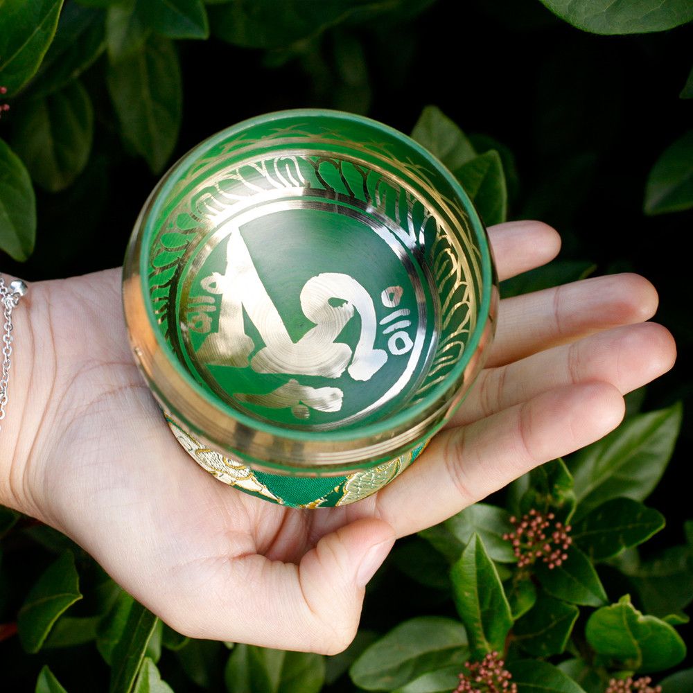 Green Mini Tibetan Singing Bowl Gift Set