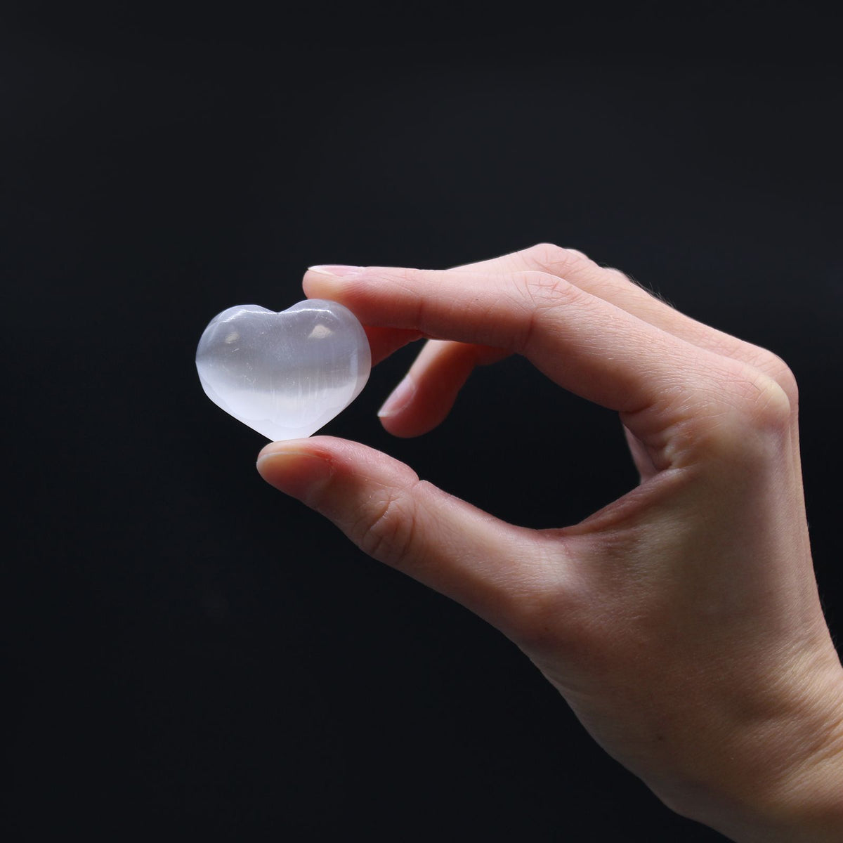 Small Selenite Heart Crystal – 3–4cm