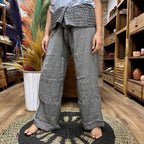 Thai Fisherman Yoga Pants with Mandala Mantra Print – Grey