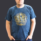 Hamsa Print Stonewashed Cotton T-Shirt – Blue