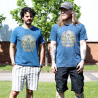Hamsa Print Stonewashed Cotton T-Shirt – Blue