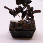Black Agate Gemstone Tree on Orgonite Base – 15 Stones