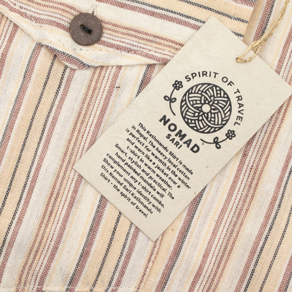 Brown and Beige Sari Grandad Shirt – Large