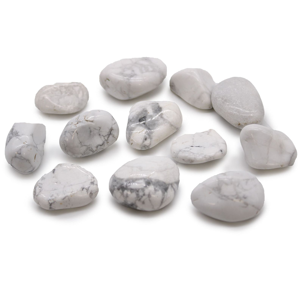White Howlite Magnesite Tumble Stones – 12 Medium