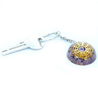 Amethyst Mandala Hearts Orgonite Keyring