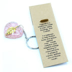 Orgonite Rose Quartz Hearts Golden Leaf Keyring