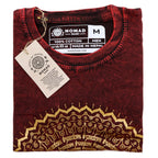 Mandala Stonewashed Cotton T-Shirt – Maroon, Medium