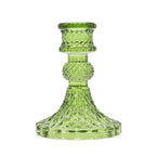 Vintage Glass Dinner Candle Holders – Garden Jade, Set of 2